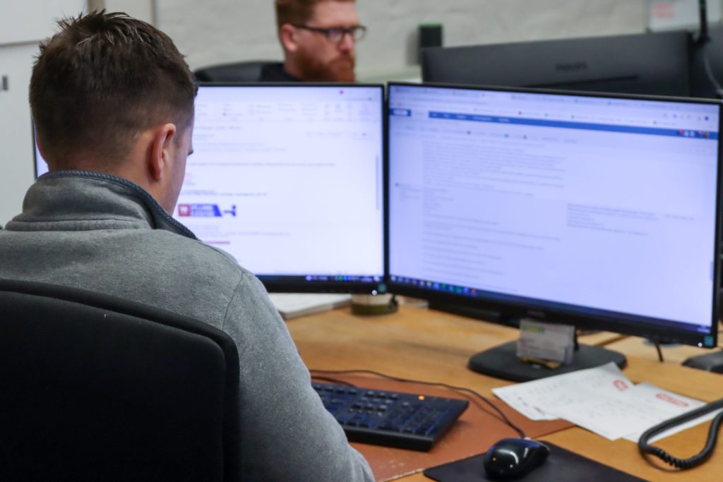 An employee using Commusoft desktop