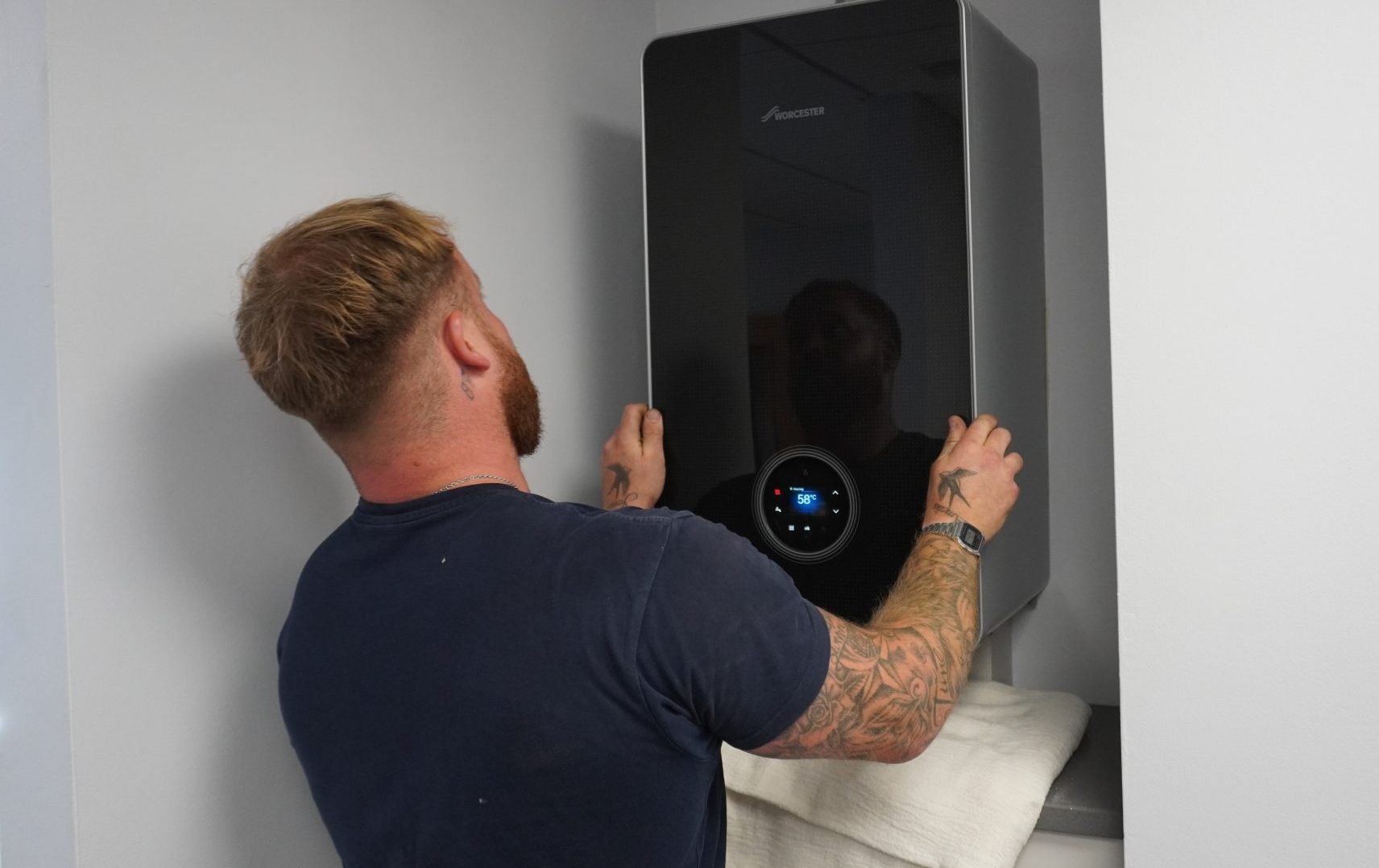 Engineer working on a boiler