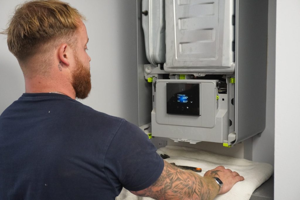 Engineer working on a boiler