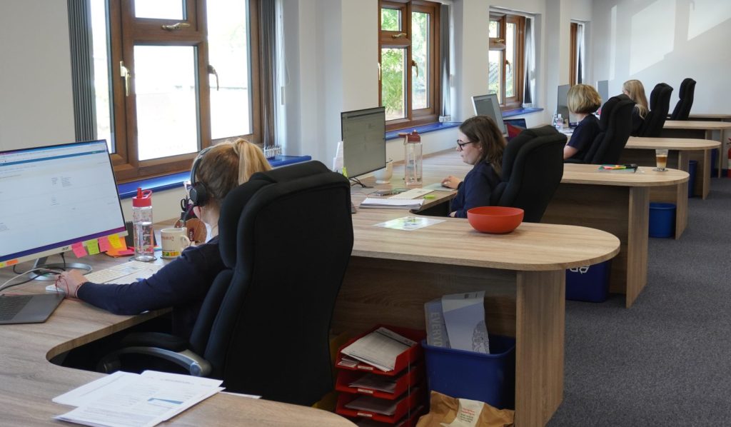Office of employees working at their desks