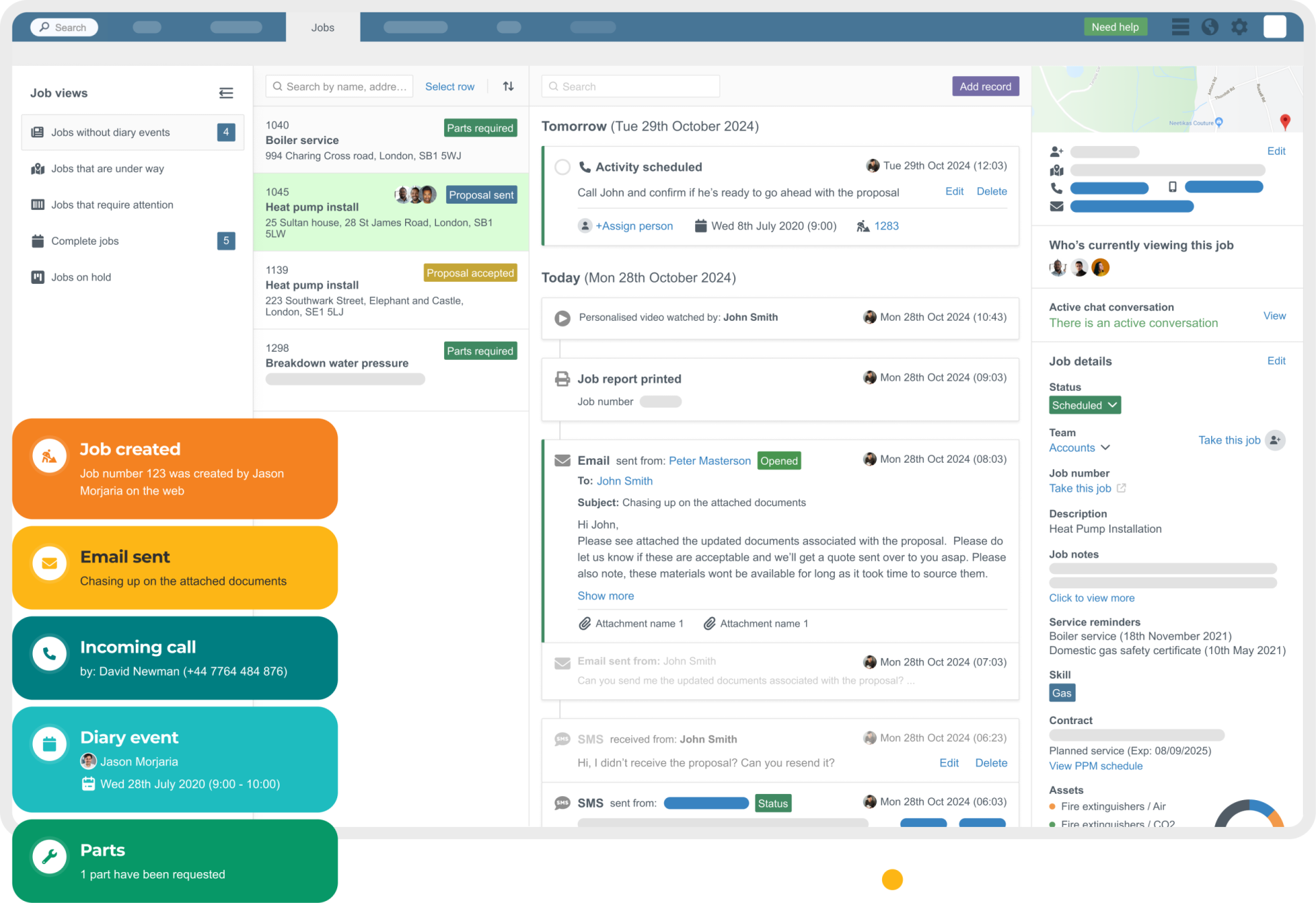 Commusoft job dashboard overview