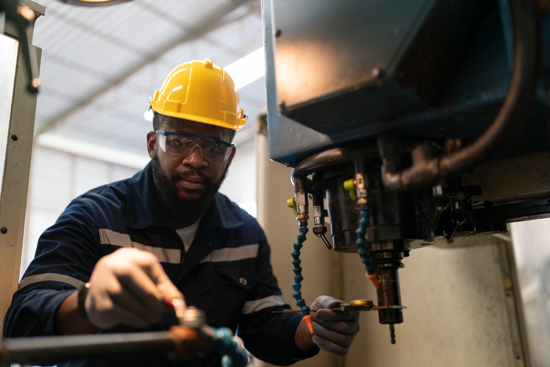 Technician carrying out building maintenance