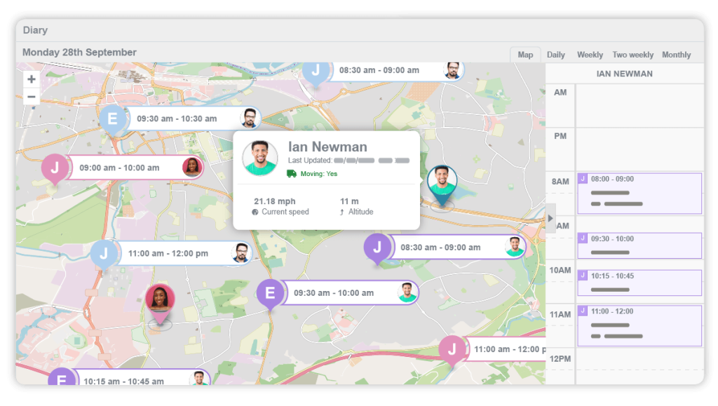 Real-time vehicle tracking scheduling feature