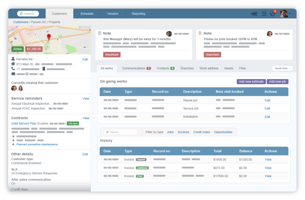 Service contracts and PPM dashboard