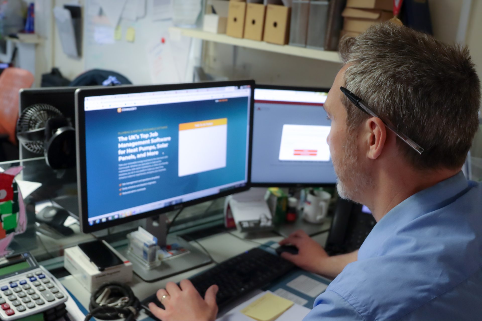 Employee using Commusoft on their computer