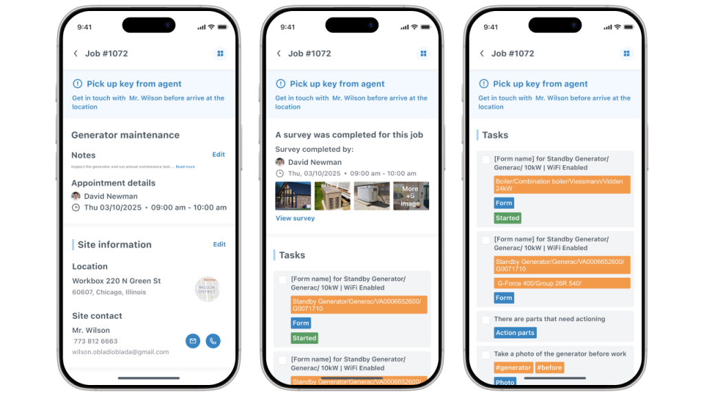 Job view on mobile app