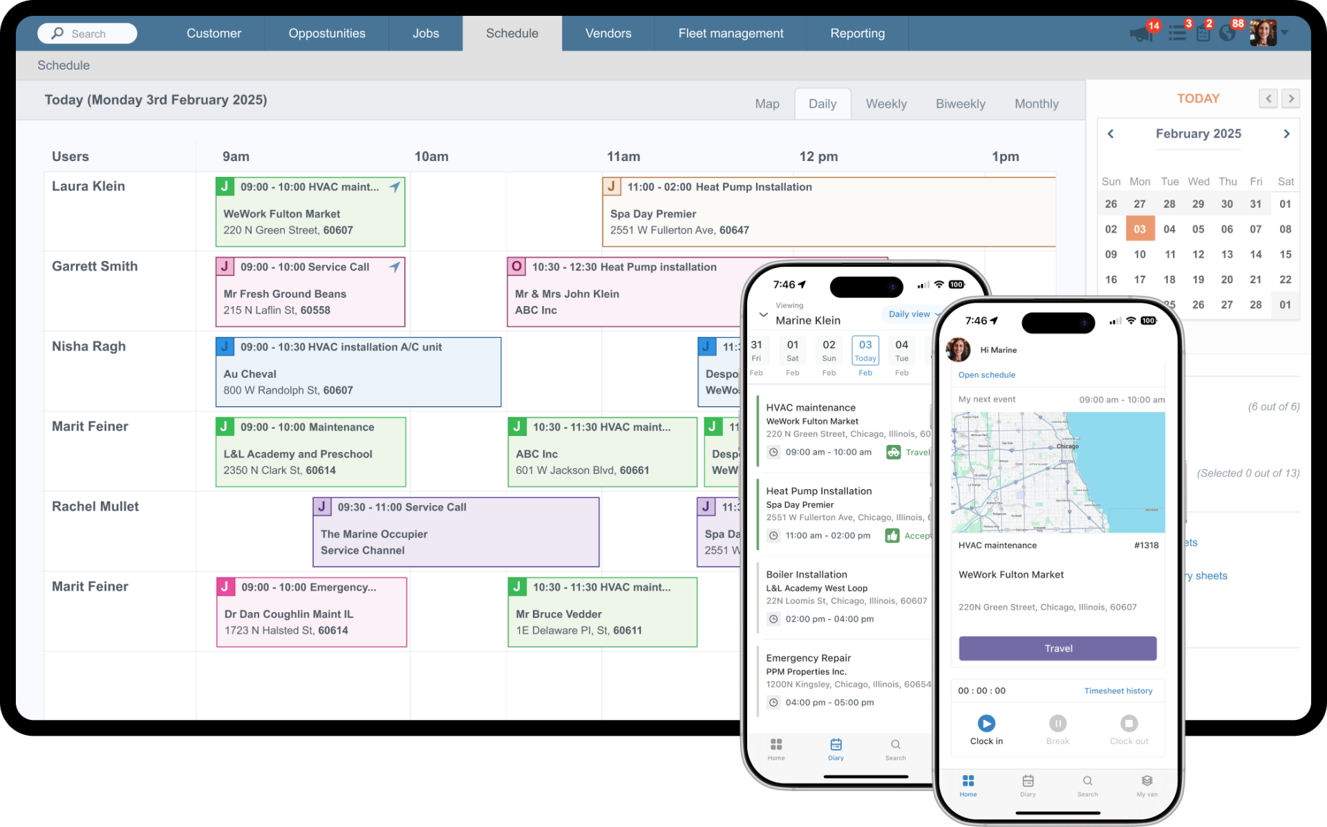 Job scheduling feature on desktop and mobile