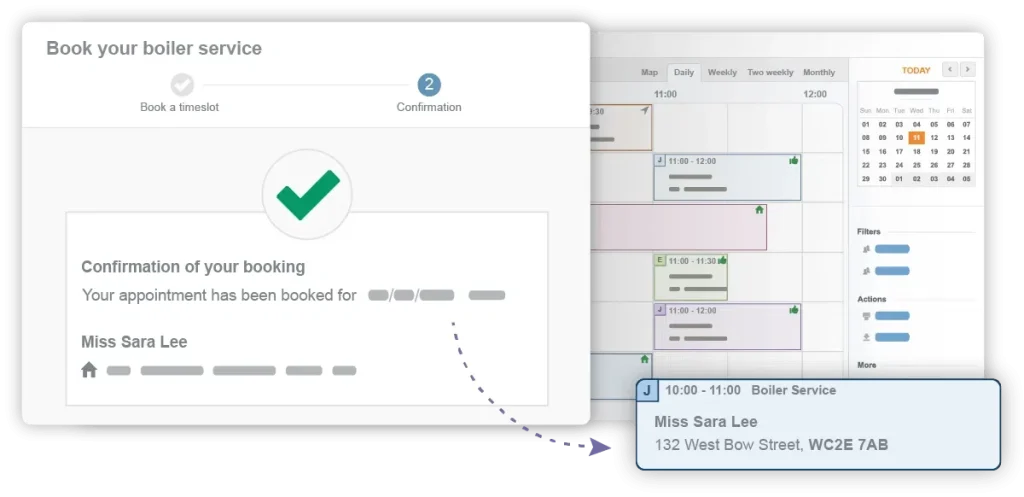 Booked boiler service added into job diary