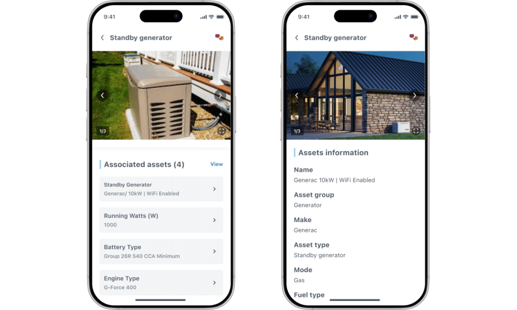 Job asset information on mobile