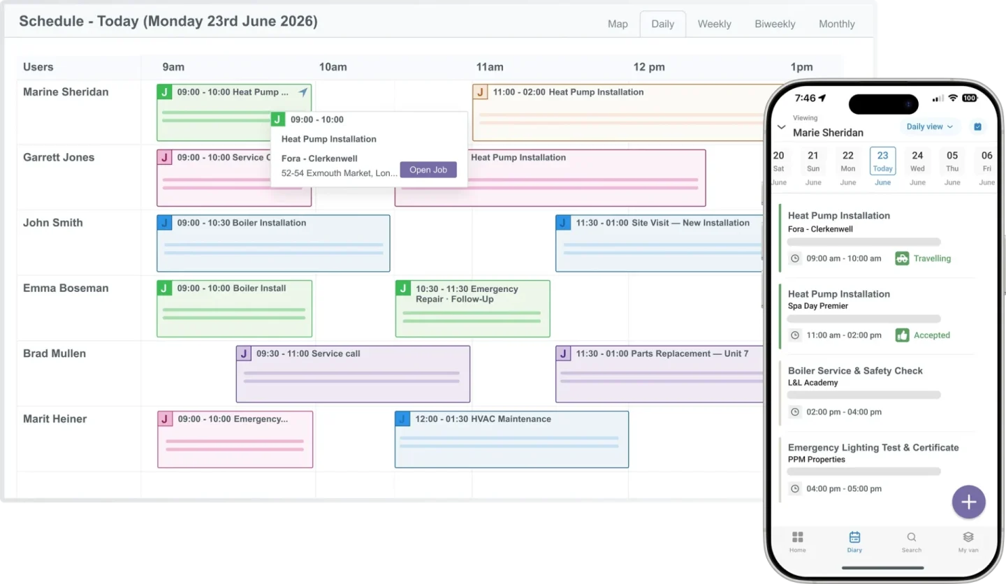 Commusoft Feature Diary View