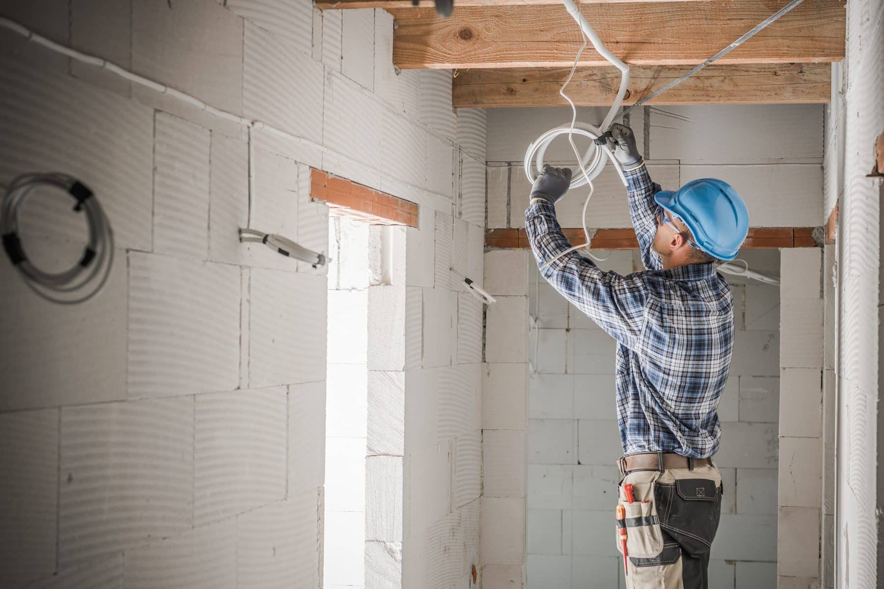 electrician working on construction site